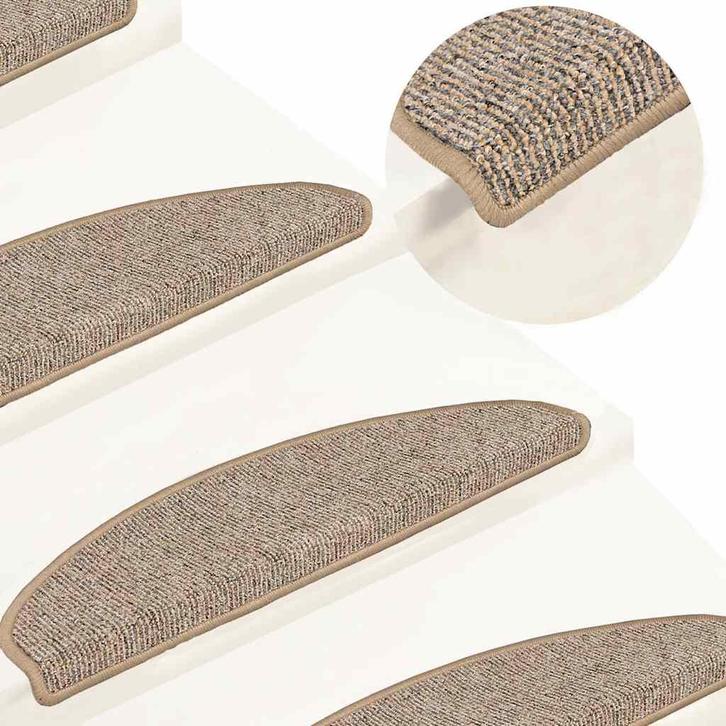 vidaXL Trapmatten 15 st 65x21x4 cm Bruin Halfrond Groot, Doe-het-zelf en Bouw, Ladders en Trappen, Nieuw, Verzenden