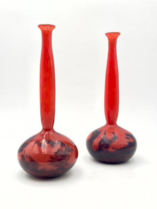 Müller Frères Lunéville - Vaas (2) - Set Art Deco marmeren, Antiek en Kunst, Antiek | Glaswerk en Kristal