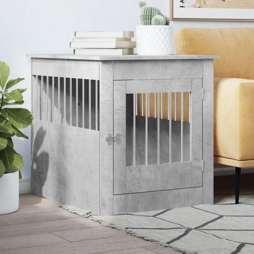vidaXL Hondenbench 64,5x80x71 cm bewerkt hout betongrijs, Dieren en Toebehoren, Hondenhokken, Nieuw, Verzenden
