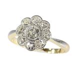 Ring - 18 karaat Geel goud, Platina -  0.80ct. tw. Diamant, Handtassen en Accessoires