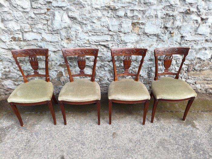 Serie de 8 - Stoel - gesneden Liegese - Elm, Antiek en Kunst, Antiek | Overige Antiek