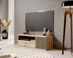 Meubella TV-Meubel licht eiken 124 cm TV kast met lade, Huis en Inrichting, Kasten |Televisiemeubels, Nieuw, Overige materialen