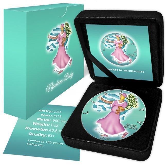 États-Unis. 1 Dollar 2019 1oz American Silver Eagle Newborn, Timbres & Monnaies, Métaux nobles & Lingots