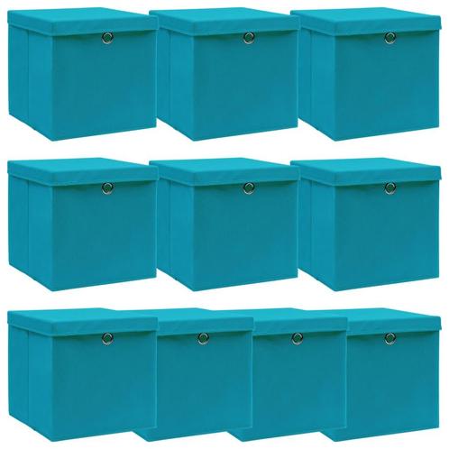 vidaXL Opbergboxen met deksel 10 st 32x32x32 cm stof, Doe-het-zelf en Bouw, Kratten en Dozen, Nieuw, Verzenden