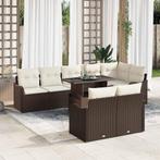 vidaXL Tuinbank Set met kussen 9 pcs Bruin Poly rattan, Tuin en Terras, Verzenden, Nieuw