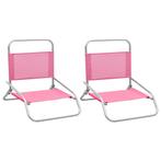 vidaXL Strandstoelen 2 st inklapbaar stof roze, Tuin en Terras, Verzenden, Nieuw