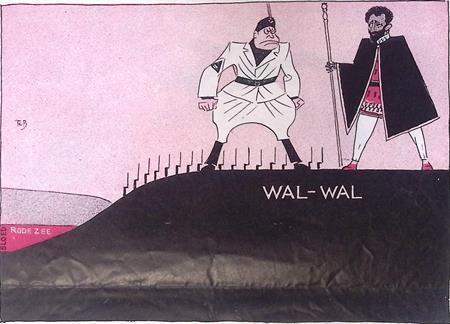 Het Wal-Wal-conflict op spotprent (lijst optie, Lithos), Antiek en Kunst, Kunst | Litho's en Zeefdrukken, Verzenden