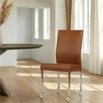 Leren eetkamerstoel Comfort met wieltjes - Granada Savannah, Bruin, Nieuw, Leer, Ophalen of Verzenden