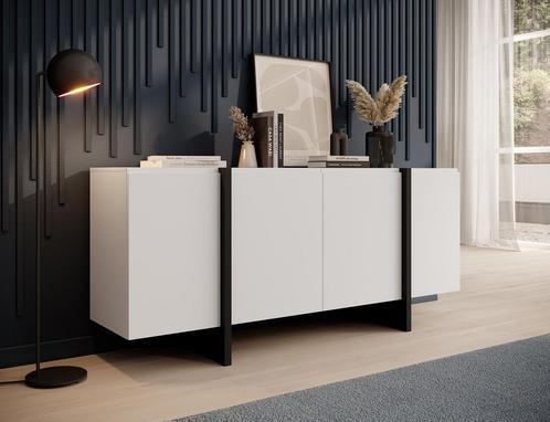 Meubella Dressoir Kelton wit zwart 180cm, Huis en Inrichting, Kasten | Dressoirs, 25 tot 50 cm, Nieuw, 150 tot 200 cm, Verzenden