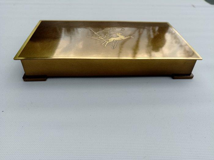 HF Malm - Sigarendoos - Messing, Hout - Zigarren Kiste 1950, Antiek en Kunst, Curiosa en Brocante