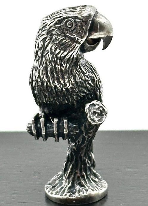 No reserve-Stevige massieve zilveren miniatuur Papegaai op, Antiek en Kunst, Antiek | Zilver en Goud