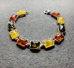 Echte Baltische amber gesneden armband in sterling zilver