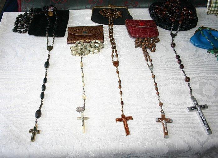 Rozenkrans (8) - metaal, hout, glas, parelmoer, email -, Antiek en Kunst, Antiek | Boeken en Manuscripten