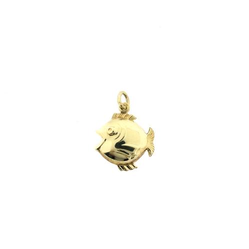 Gouden hanger van een vis (vis kettinghanger, vis hanger), Handtassen en Accessoires, Bedels, Gebruikt, Overige merken, Goud, Ophalen of Verzenden