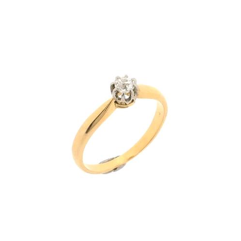 18 Krt. Gouden solitair ring met bolsjewiek diamant | Ca...., Handtassen en Accessoires, Ringen, Dame, Met edelsteen, Overige kleuren