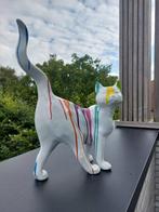 Beeld, modern image white cat with long tail - 49 cm -