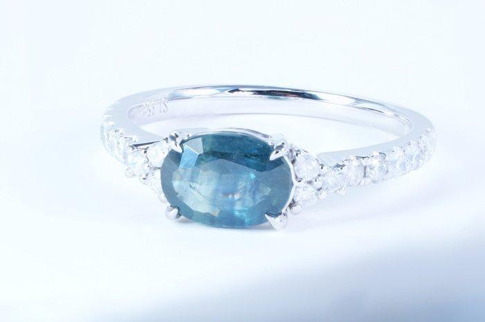 Zonder Minimumprijs - Ring Platina - 1.78ct. tw. Saffier -, Handtassen en Accessoires, Ringen
