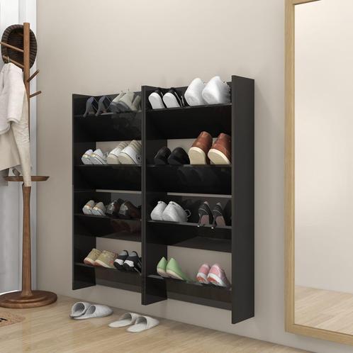 vidaXL Wandschoenenkasten 4 st 60x18x60 cm hout hoogglans, Huis en Inrichting, Kasten | Schoenenkasten, Nieuw, Verzenden