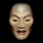 VERY RARE - Signed Japanese Wooden noh mask of HATACHI-AMARI