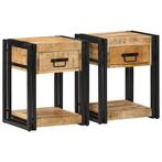 vidaXL Nachtkastjes 2 st 40x35x50 cm massief ruw hout mango, Verzenden, Nieuw