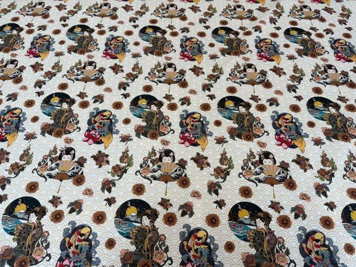 Geishe, Onde en Fiori: Oosterse poëzie op katoen -, Antiek en Kunst, Antiek | Tapijten, Tafelkleden en Textiel