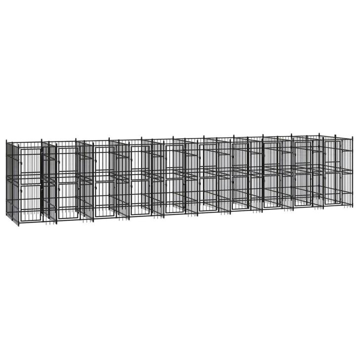 vidaXL Hondenkennel 18,43 m² staal, Dieren en Toebehoren, Hondenbenches, Nieuw, Verzenden