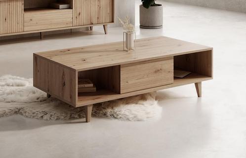 Meubella Salontafel Fuzeta eiken 120cm met lade, Huis en Inrichting, Tafels | Salontafels, Nieuw, 50 tot 100 cm, Minder dan 50 cm
