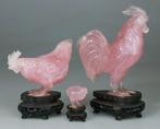 Zeldzame set van 3: haantje, hen en kuiken - beelden en