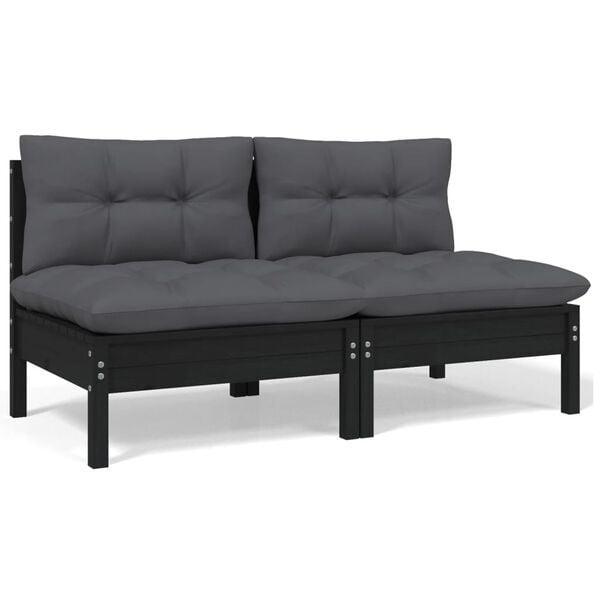 Tuinbank 2-zits Zwart Grenen - Retour deal! -42%, Tuin en Terras, Tuinbanken, Nieuw, Hout, Verzenden
