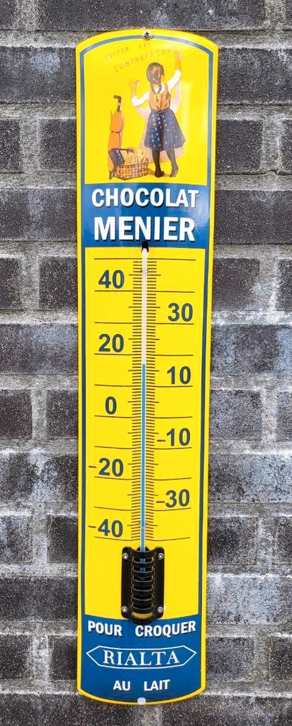 emaille thermometer - Cocolat Menier - Pour Croquer, Verzamelen, Merken en Reclamevoorwerpen, Verzenden