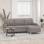 vidaXL Driezitsbank met voetenbank 180 cm stof taupe, Huis en Inrichting, Verzenden, Nieuw