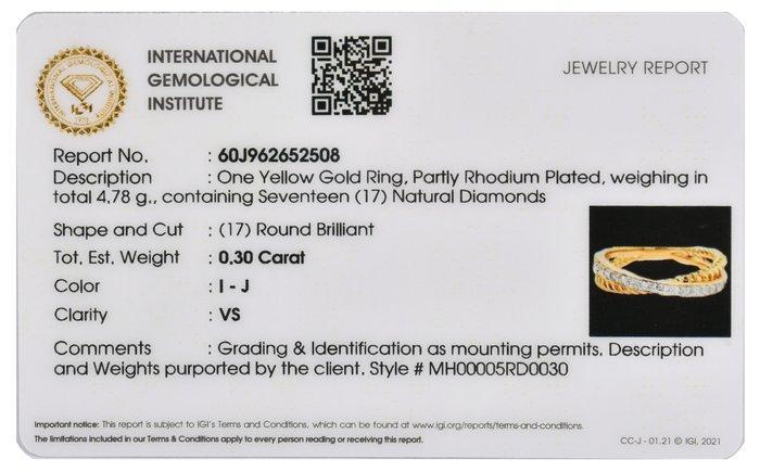 Ring - 14 karaat Geel goud - 0.30ct. tw. Diamant, Handtassen en Accessoires, Ringen
