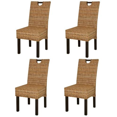 vidaXL Eetkamerstoelen 4 st kubu rattan mangohout, Huis en Inrichting, Stoelen, Nieuw, Verzenden