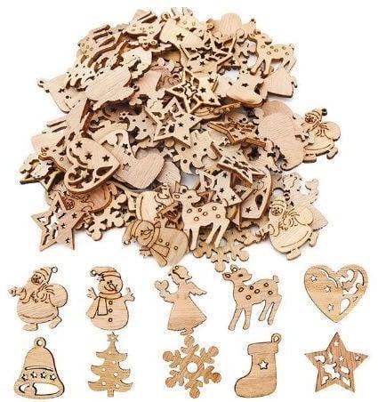 Houten Kerst Winterfiguurtjes mix 50 stuks met Sneeuwman, Hobby en Vrije tijd, Knutselen, Nieuw