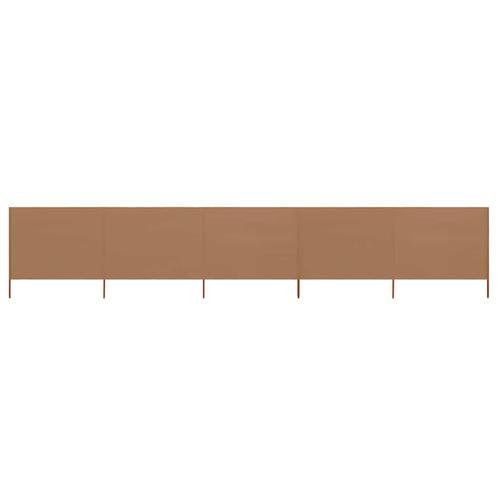 vidaXL Windscherm 5-panelen 600x80 cm stof taupe, Tuin en Terras, Parasols, Nieuw, Verzenden