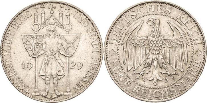 5 Reichsmark 1929 (MuntenenBankbiljetten-Duitslandvanaf1871), Postzegels en Munten, Munten | Europa | Niet-Euromunten, België