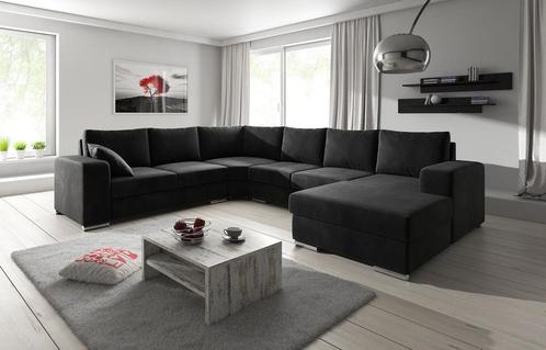 Hoekbank - Zwart - Velvet - Rechts Met lounge | 326x261 cm, Maison & Meubles, Canapés | Coins salons complets, Envoi