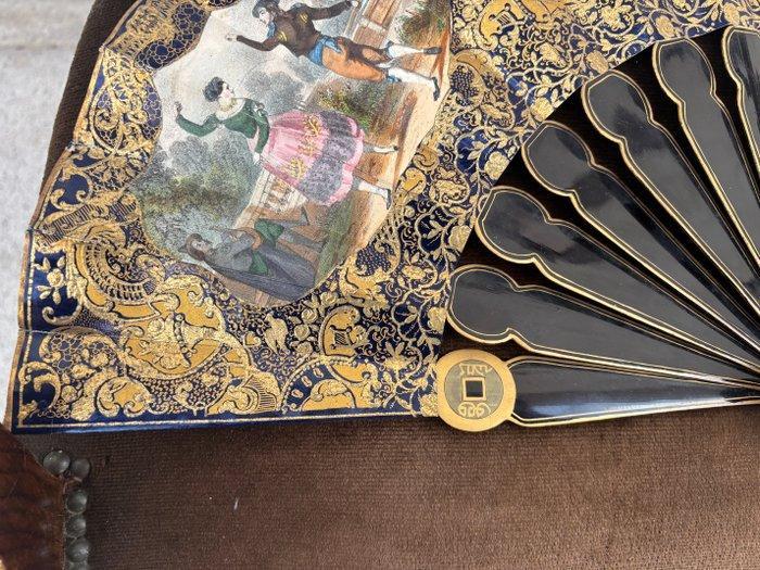 Handwaaier - Bamboe - Europese fan met Chinees frame, Antiek en Kunst, Antiek | Overige Antiek