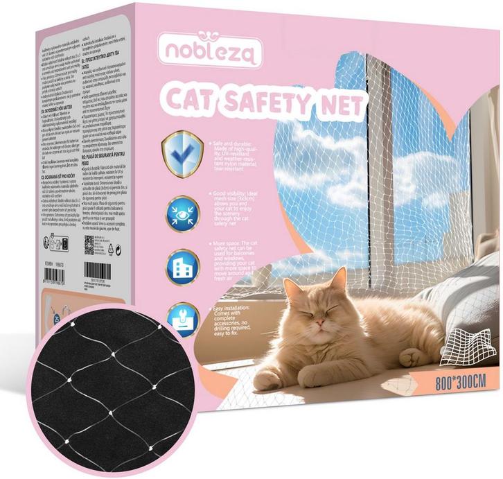 Nobleza Kattennet - Voor Balkon - Balkon net - 8x3 m - wit, Dieren en Toebehoren, Overige Dieren-accessoires, Verzenden