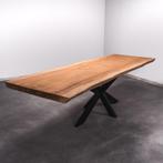 Boomstamtafel, Eettafel 310x105 massief hardhout, metaalpoot, 200 cm of meer, Nieuw, Robuust Modern, 100 tot 150 cm