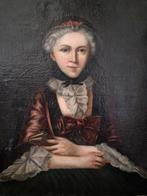 Scuola europea (XVIII) - La dame au ruban brun, Antiquités & Art