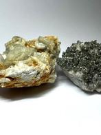 lot 2 mineralen uit Sardinië, blauwe bariet en calciet, Verzamelen, Mineralen en Fossielen