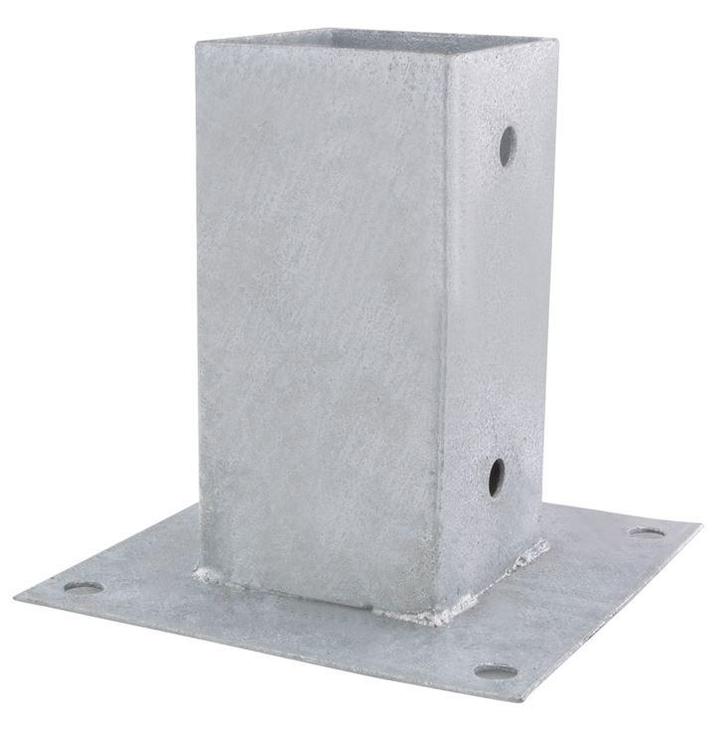 Starx Paalhouder op plaat 72x72 mm verzinkt, Doe-het-zelf en Bouw, Hang- en Sluitwerk, Klink of Kruk, Nieuw, Overige materialen