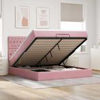vidaXL Ottoman bed met matrassen 200x200cm fluweel roze, Verzenden, Nieuw
