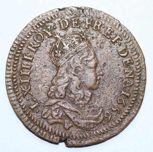 France. Louis XIV (1643-1715). Essai du Liard aux 4 lis,, Postzegels en Munten, Munten | Europa | Euromunten