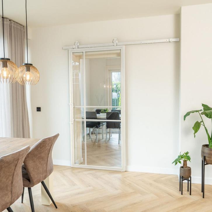 Stalen Schuifdeur 6 Vlaks Wit Moderne look Luxe design, Doe-het-zelf en Bouw, Raamkozijnen en Schuifdeuren, Nieuw, 75 tot 150 cm