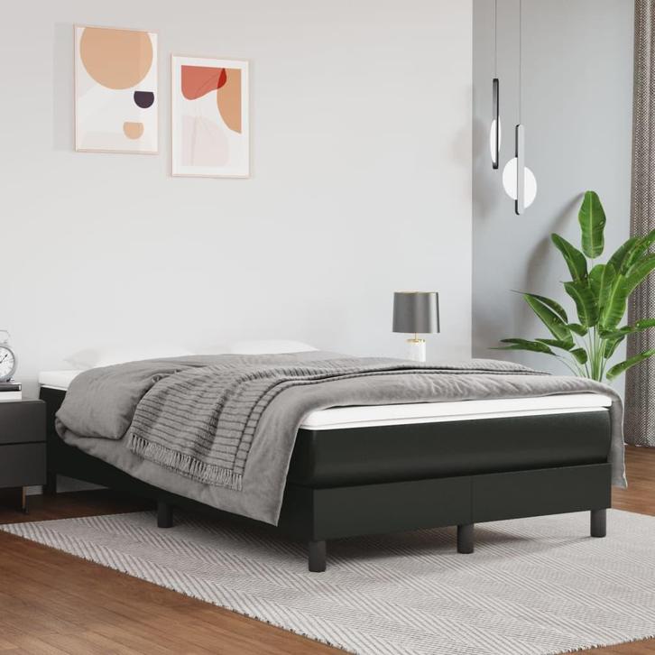 vidaXL Boxspring bed kunstleer zwart 120x200 cm, Huis en Inrichting, Slaapkamer | Bedden, Nieuw, Verzenden