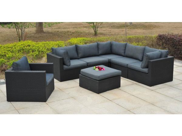 Veiling - Loungeset EIVISSA | 7-delig | Wicker | zwart + ant, Tuin en Terras, Tuinsets en Loungesets, Nieuw