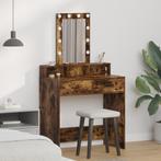 vidaXL Make-up Tafel met LED Verlichting in Rook Eiken -, Huis en Inrichting, Tafels | Kaptafels, Verzenden, Nieuw