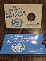 Portugal. 2 Euro 2020 75 Anos ONU (2 moedas) Proof + BU, Postzegels en Munten